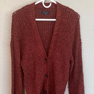 American Eagle Outfitters Deep Red Knit Cardigan